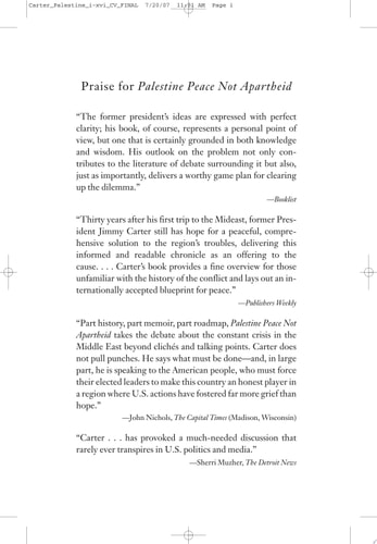 Palestine Peace Not Apartheid - by Jimmy Carter (Paperback)